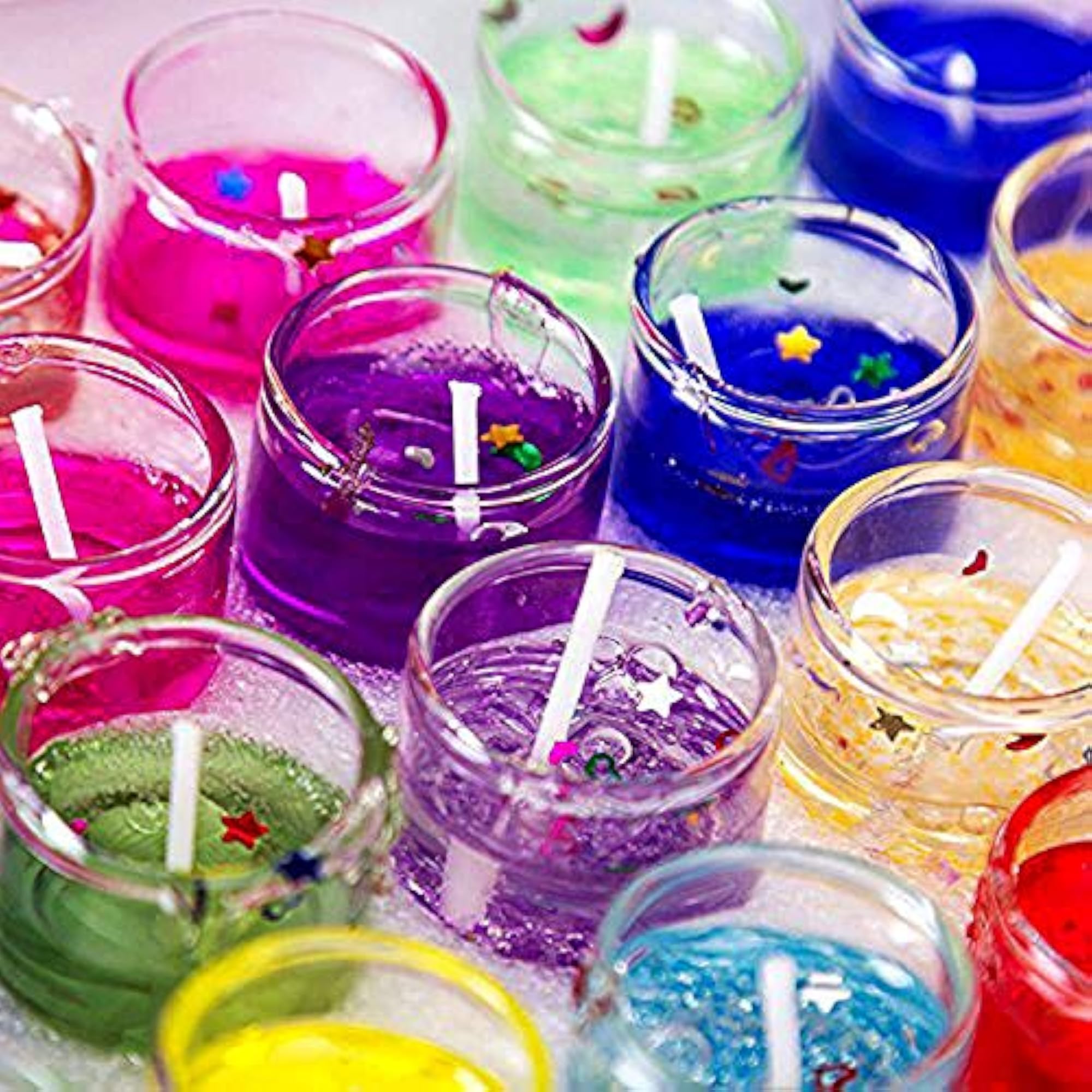 Small Multicolour Decorated Mini Glass Jelly Gel Candles