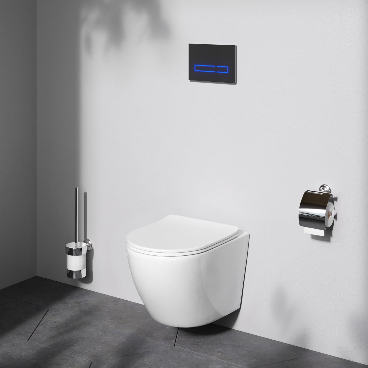 AM.PM Like AquaSpin WC naścienna, bez obramowania, wisząca deska sedesowa z wolnoopadającą deską klozetową, deska sedesowa z duroplastu, wisząca deska sedesowa bez krawędzi, kompatybilna z elementem