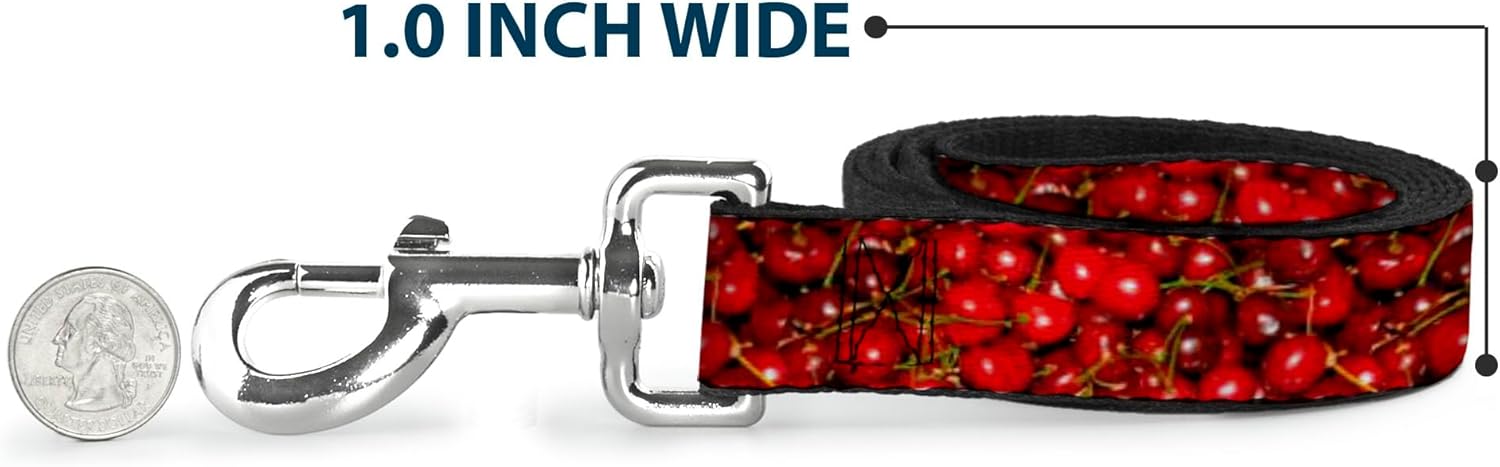 Dog Leash Fresh Cherries Stacked 6 Feet Long 1.0 Inch Wide