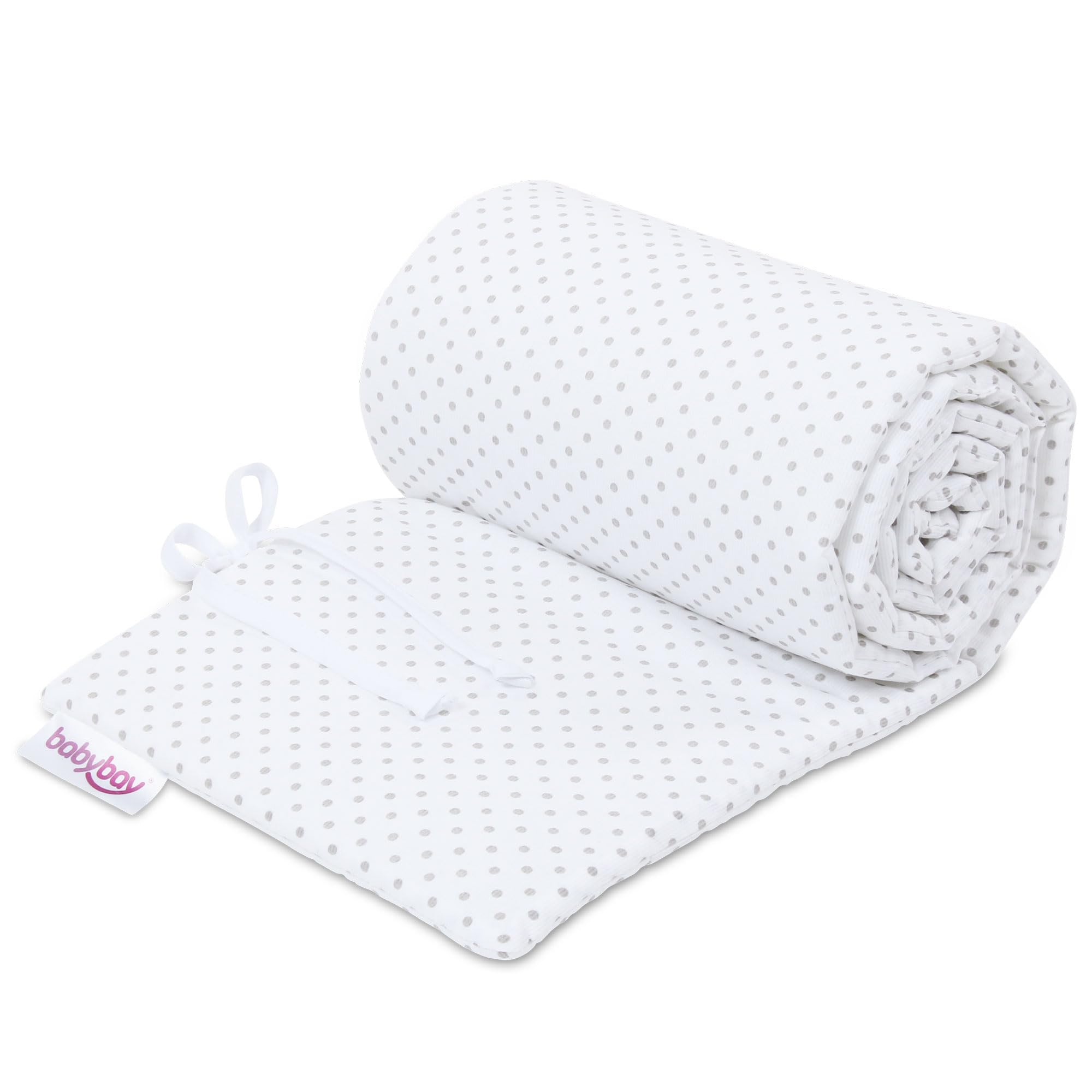 babybay Nestchen Piqué passend für Modell Boxspring XXL, weiß Punkte perlgrau