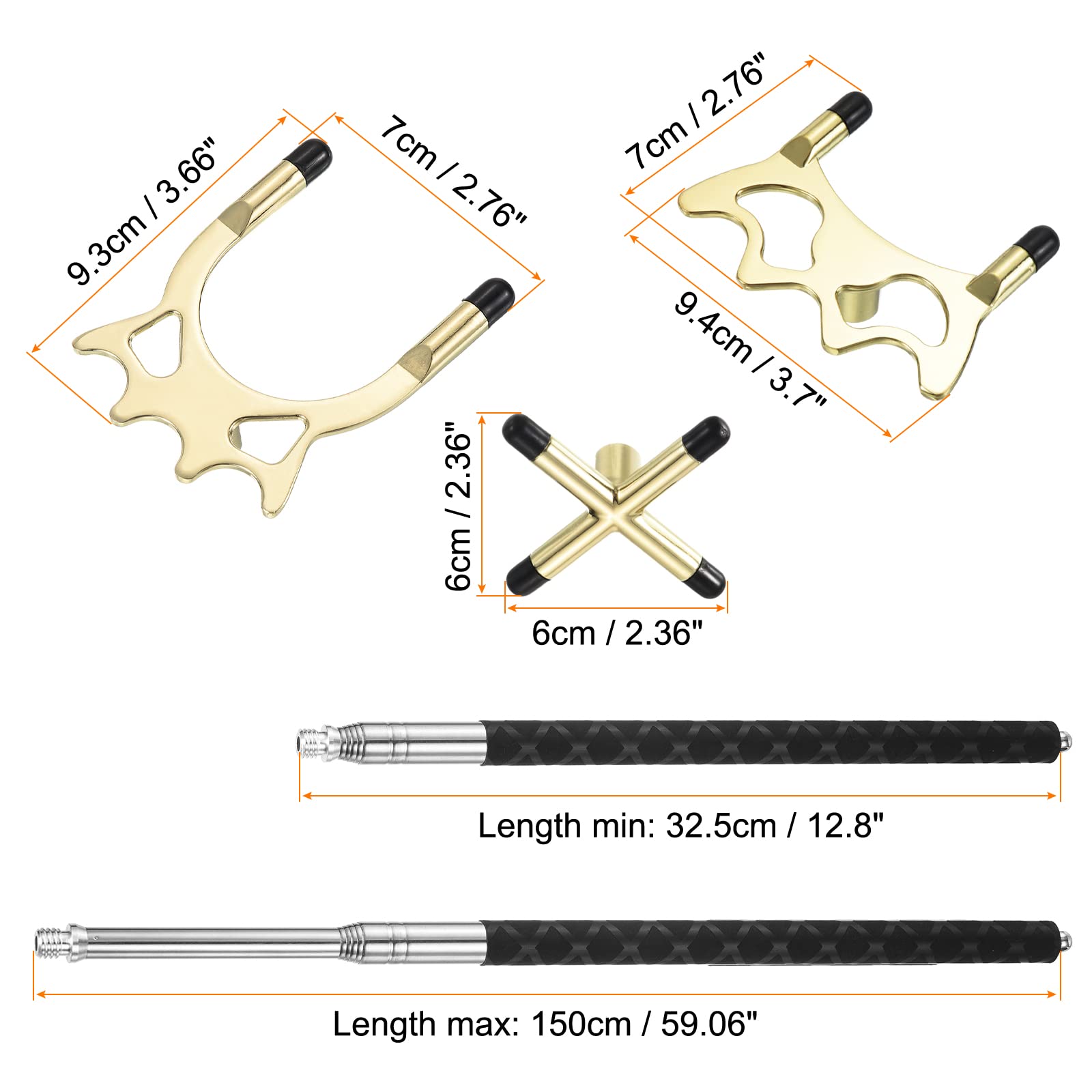 PATIKIL Queue de billard rétractable en silicone avec 3 têtes de pont en laiton amovibles pour table de billard