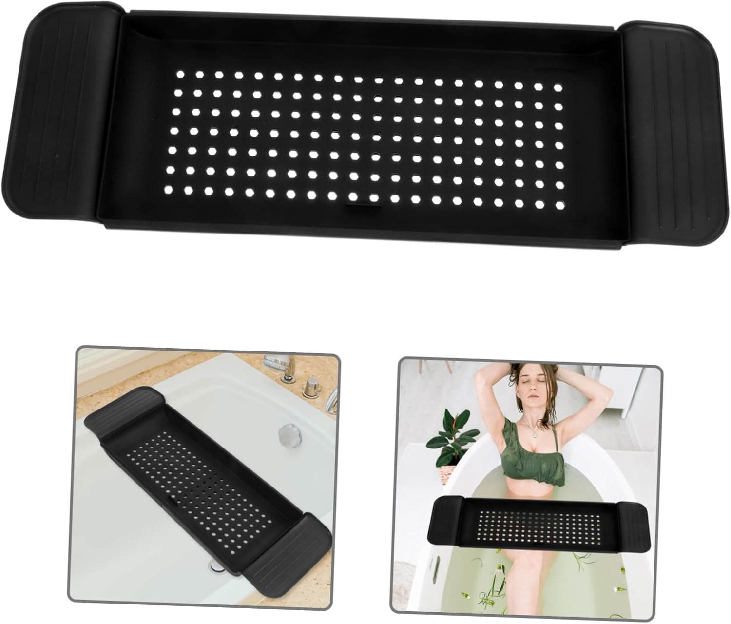 Zerodeko Plastic Bathtub Serving Tray Expandable Storage Rack for Tablets Books and Bath Supplies for Relaxing Baths and Convenient Organization