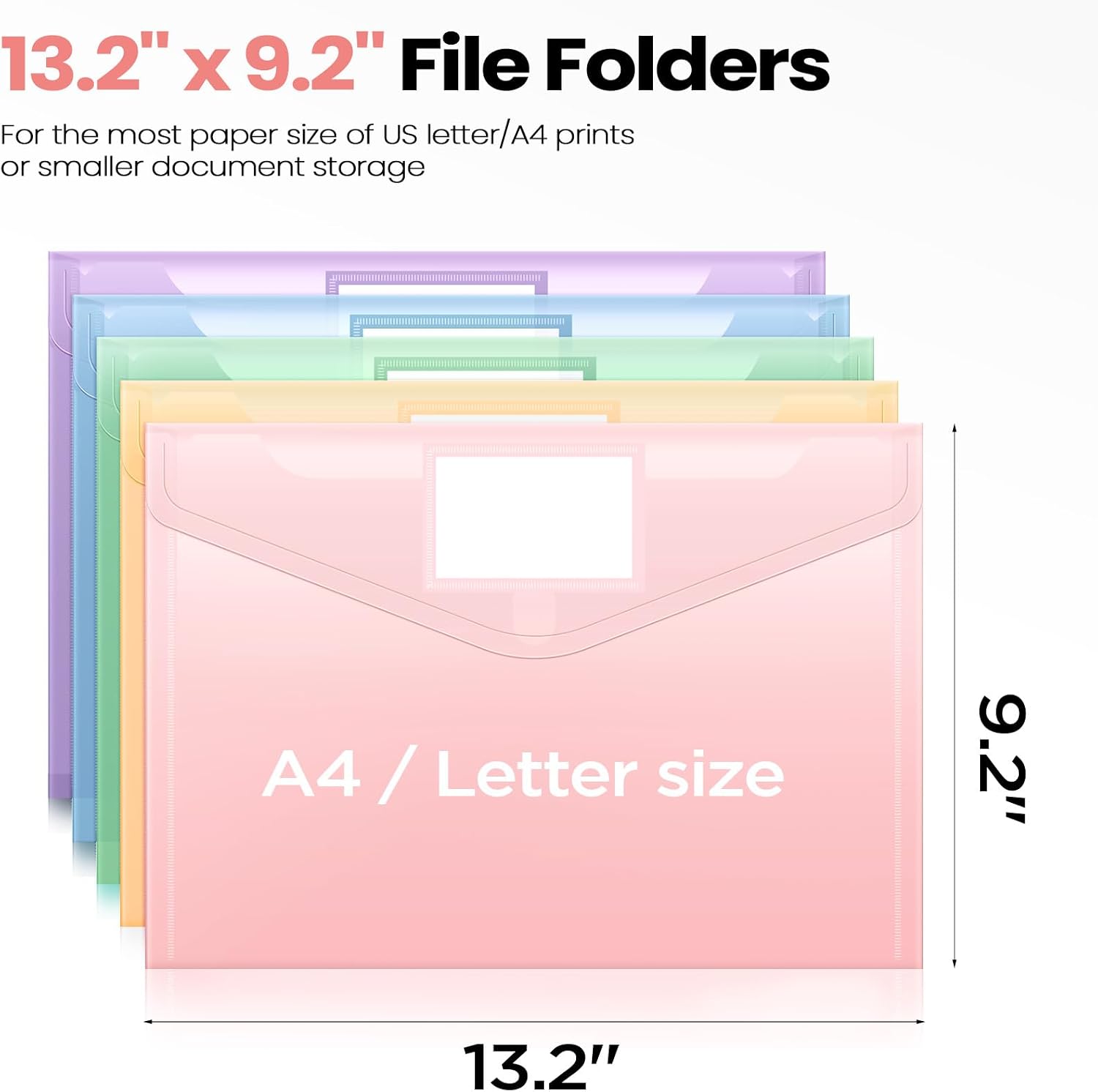 Sooez 36 Packs Plastic Envelopes Plastic File Folders, Document Organizer image 2