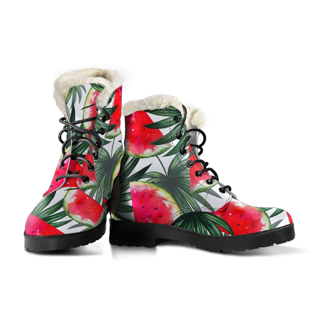 Vintage Indian Mandala Print Faux Fur Leather Boots