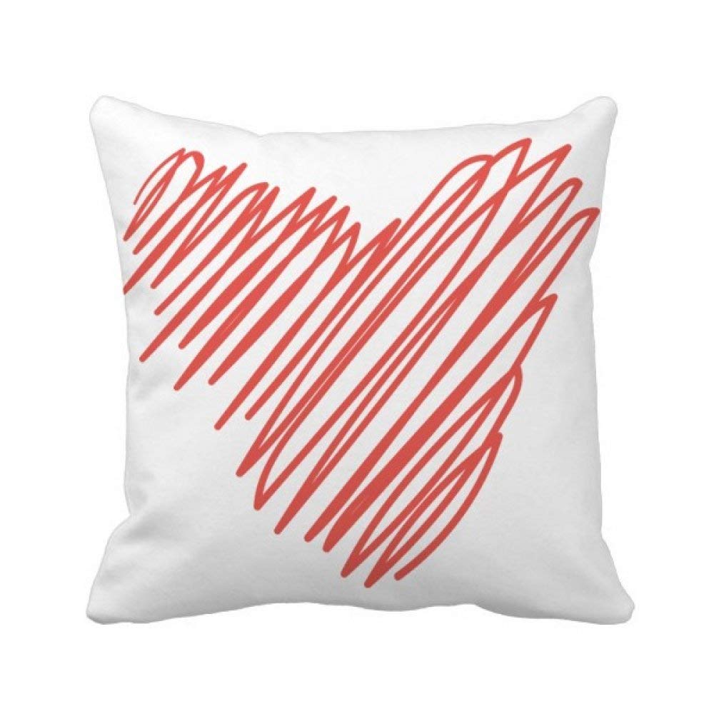 Coussin coeur rouge avec insert oreiller déhoussable 40x40cm pour canapé