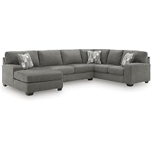 Signature Design by Ashley 3-Piece Sleeper Sectional with Chaise, Greystone