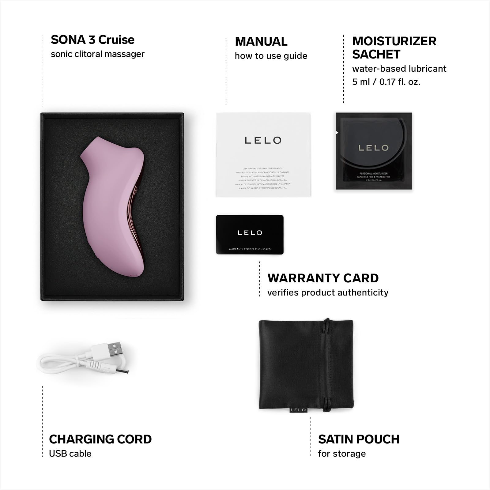 LELO SONA 3 Cruise Massaggiatore Sonico Femminile con App Bluetooth, Succhia Clitoride per Donna, Stimolatore per Clitoride 12 Modalità con Più Potenza e Tecnologia a Onde Soniche, Vibratore, Pink