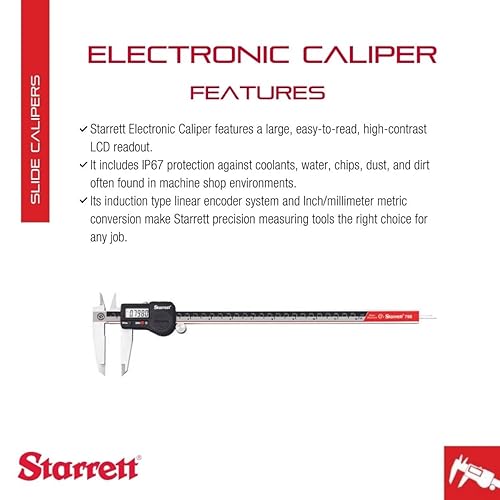 Miniatura 2 de Starrett Serie 798 calibrador, acero inoxidable, pulgadasmetros, para mediciones progresivasprofundidadinteriorexterior., 1