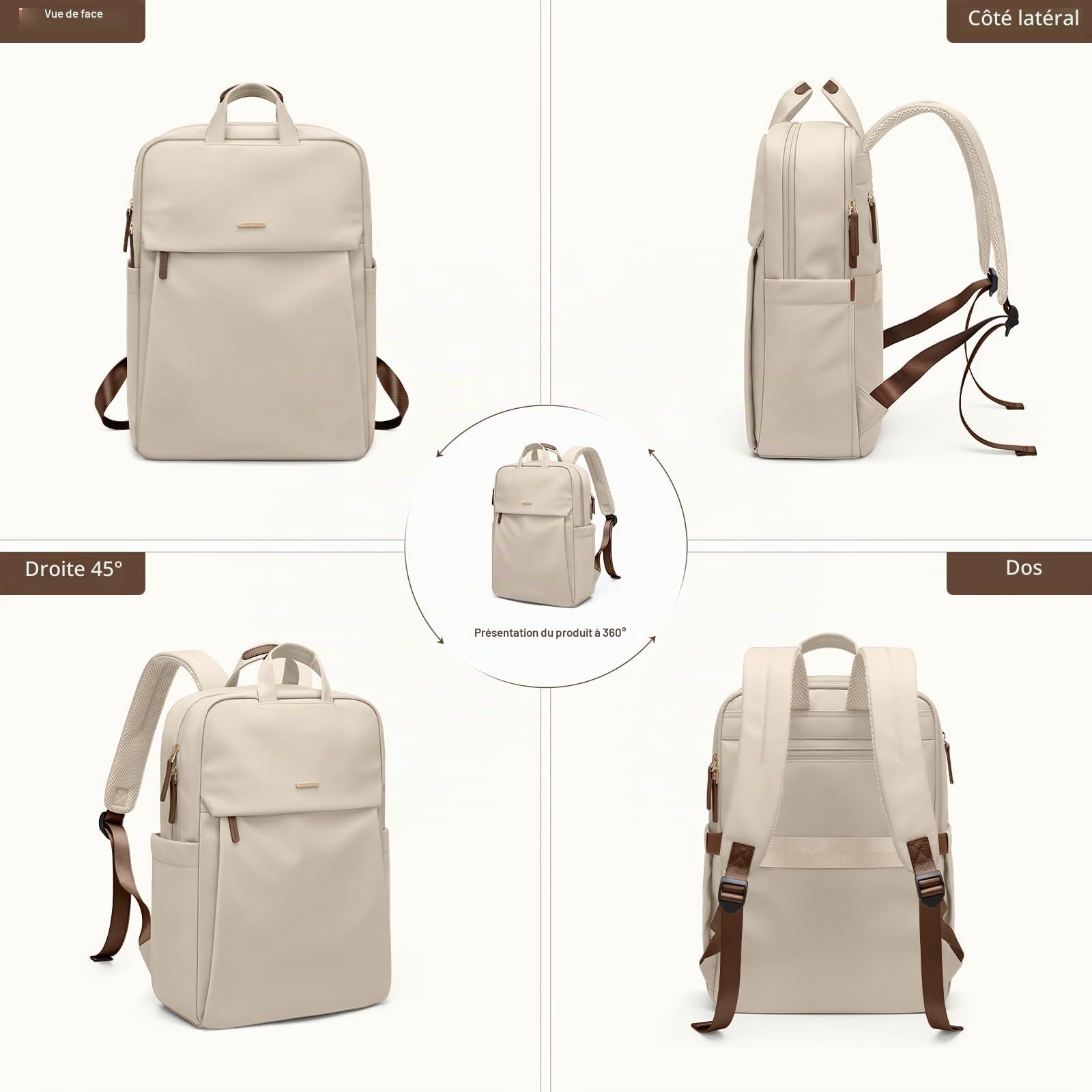 GOLF SUPAGS Sac à Dos Femme, Sac de Jour Décontracté pour le Travail Voyage École, Sac a Dos Ordinateur Portable Fits 15.6 Pouces Notebook