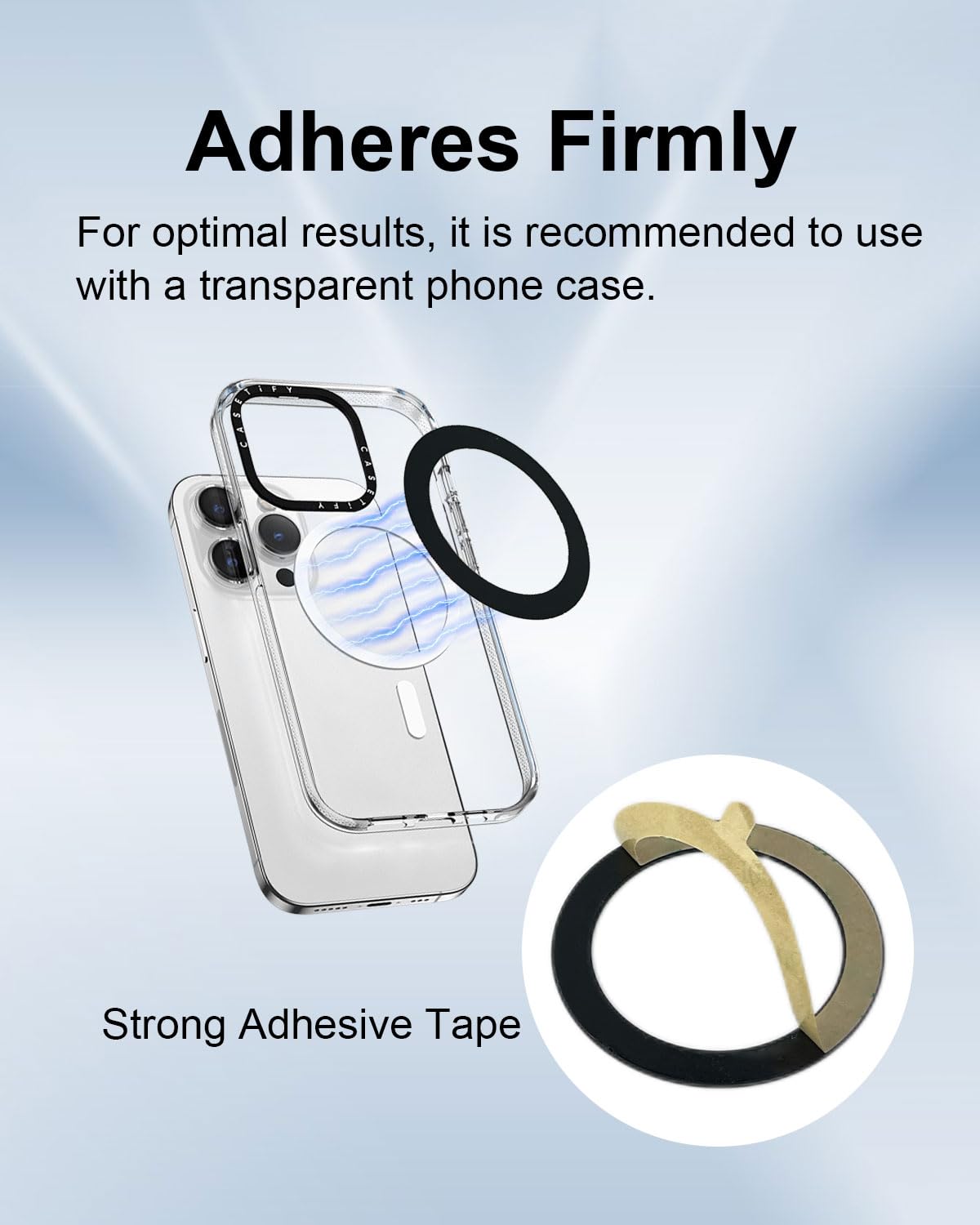 Lot de 6 Anneau Magnétique Telephone Universels Compatible avec MagSafe, Anneau Autocollant Ultra-Mince pour Coque de Téléphone Compatible avec iPhone 17 16 15 14 13 et Android, Noir