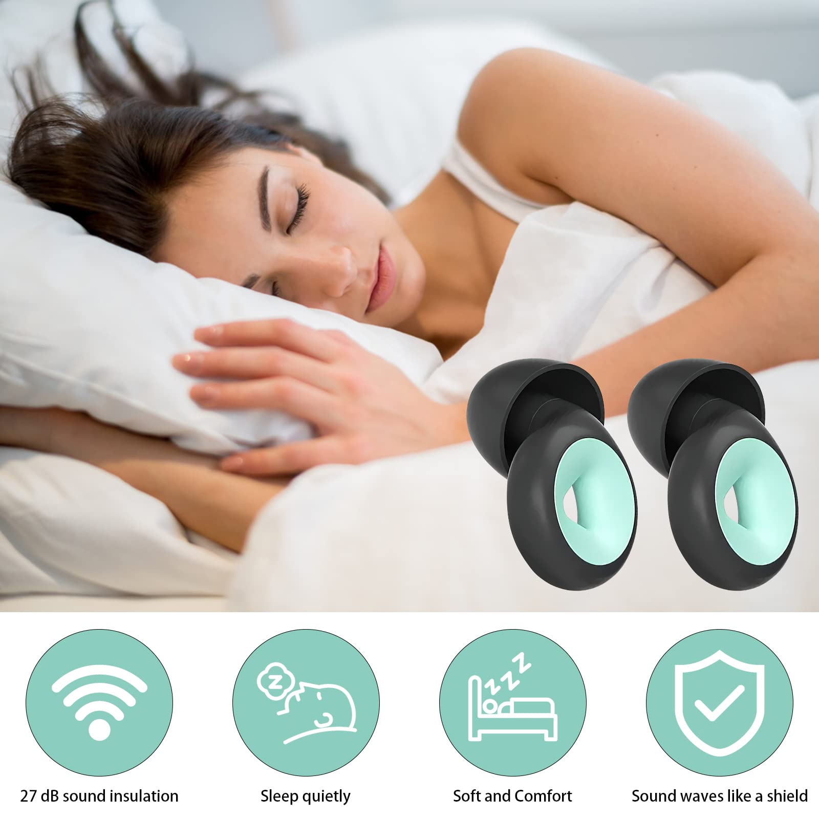 Link Dream Tappi Per Le Orecchie In Silicone – Cancellazione Rumore 28 DB – 3 Misure S/M/L Con Custodia – Riutilizzabili, Verdi