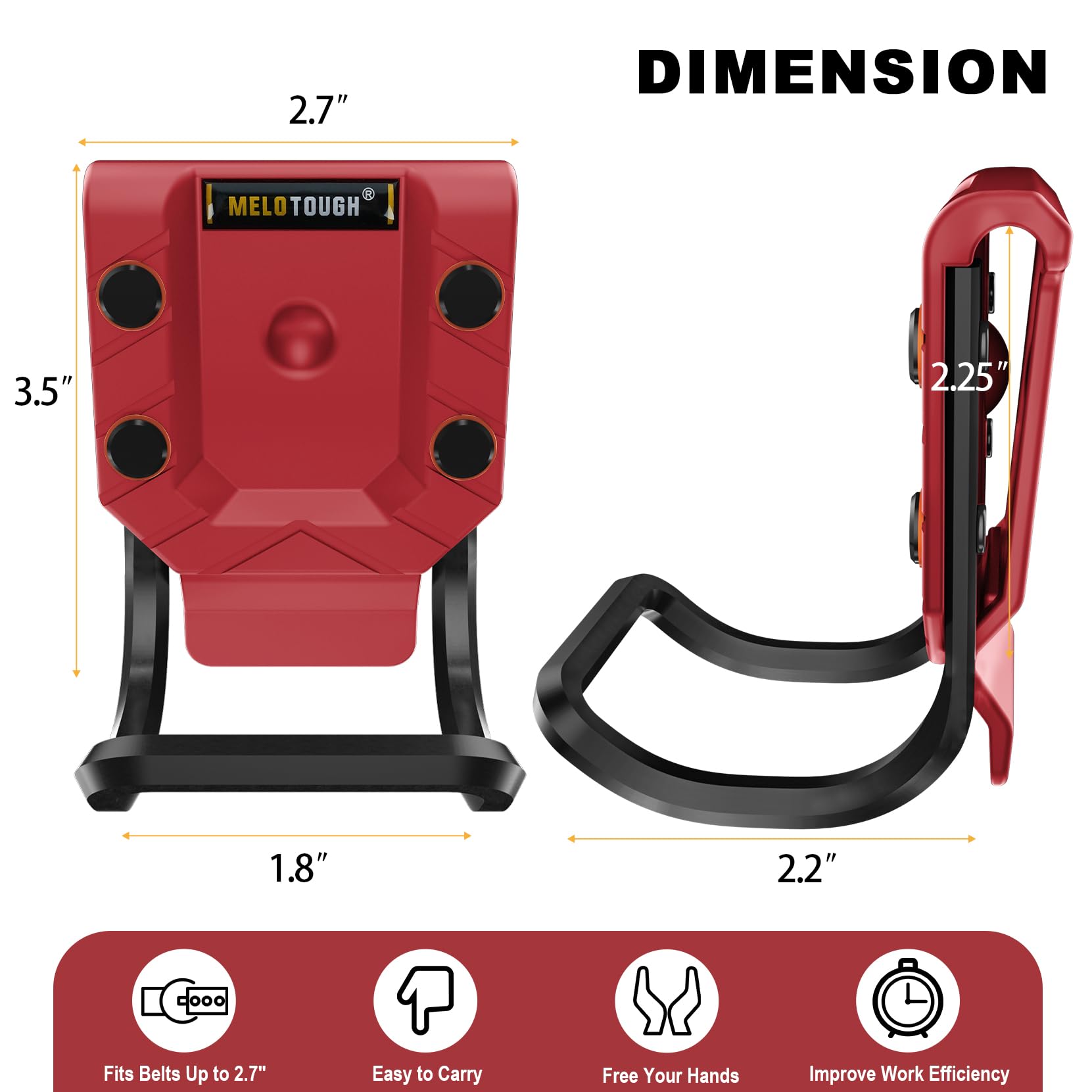 MELOTOUGH Hammer Holder for Tool Belt, Hammer Holster and Loop - Fits Up to 2.7