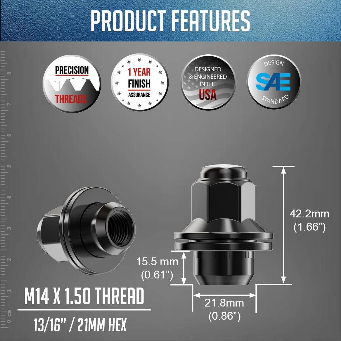 なりゅう Wheel Accessories Parts 24 Pcs M14x1.5 14x1.5 Thread OEM Style Lug