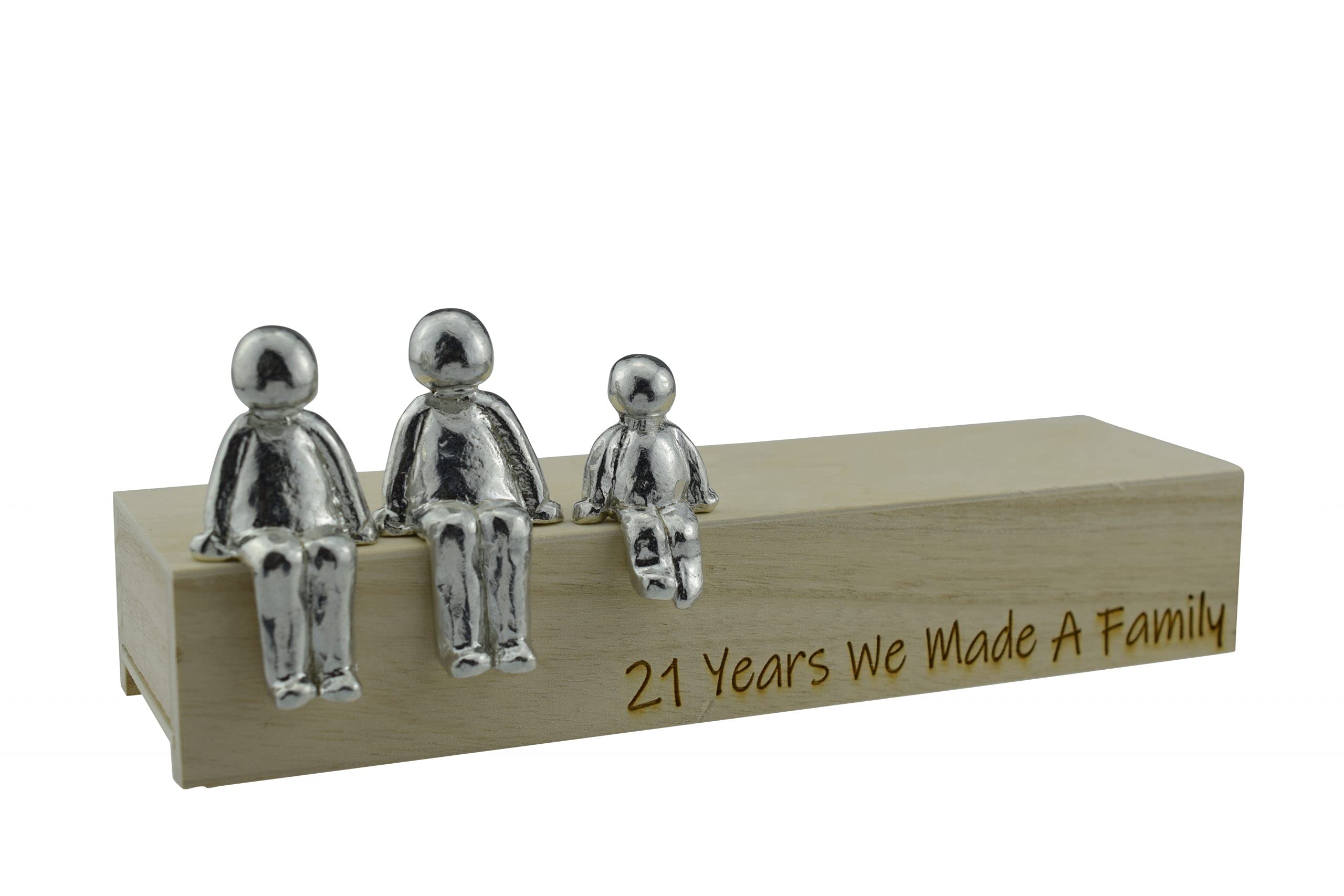 Pomysł na 21 rocznicę - 21 Years We Made A Family metalowa ozdoba - wybierz kombinację rodzinną (1 dziecko)