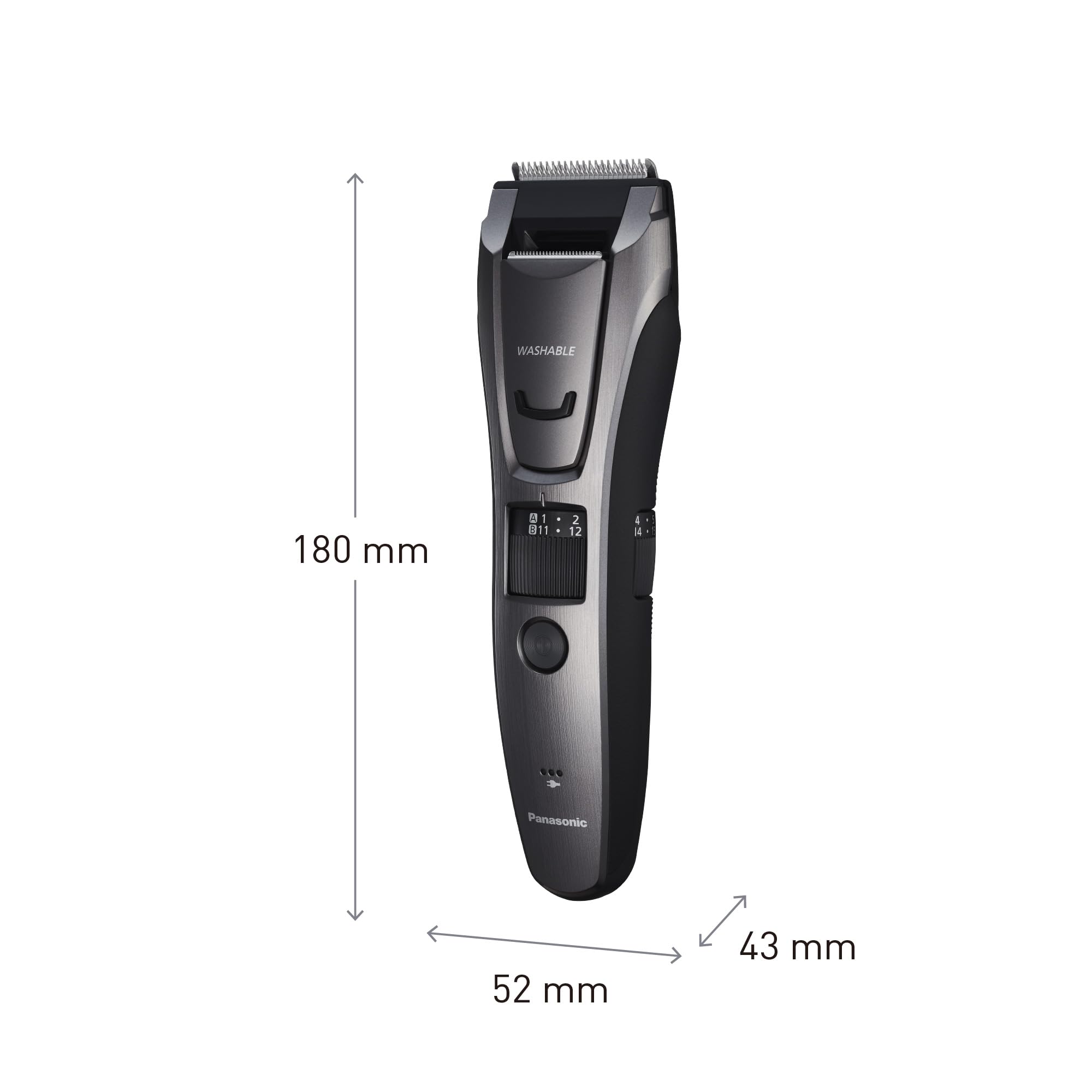 Panasonic ER-GB80-H503 Bart-, Haar- & Körperschneider für Männer, tragbarer kabelloser, wasserdichter Trimmer, 39 Längen, 3 Aufsätze, Präzisions-Trimmer, kabellos & kabelgebunden, Dunkelsilber
