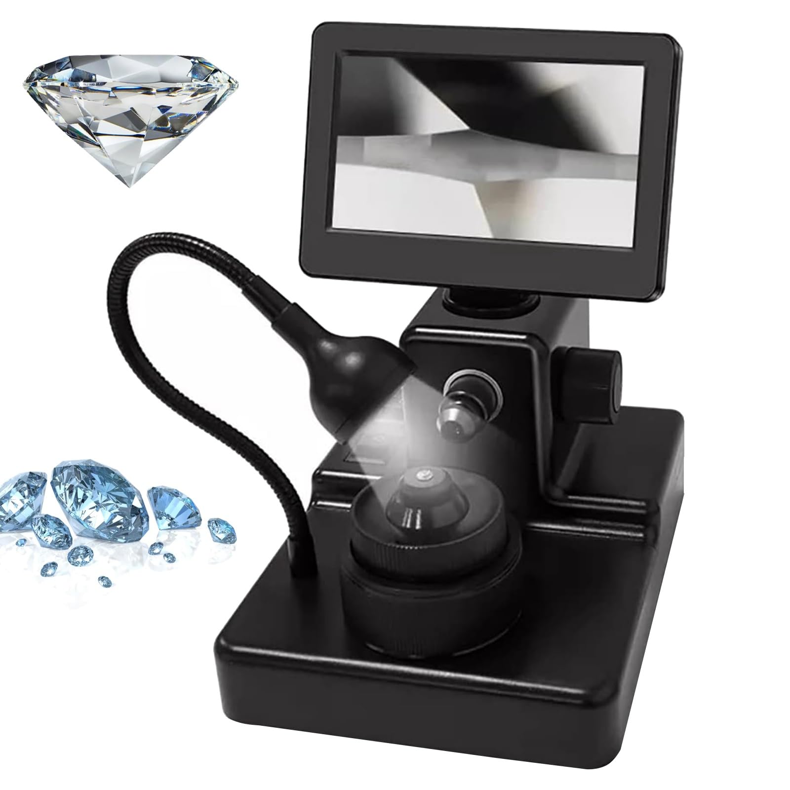 Microscopio digitale per gioielli, visualizzatore di diamanti con schermo LCD da 4,3 pollici e luce LED, ingrandimento da 50 a 1000x, ideale per test con diamanti
