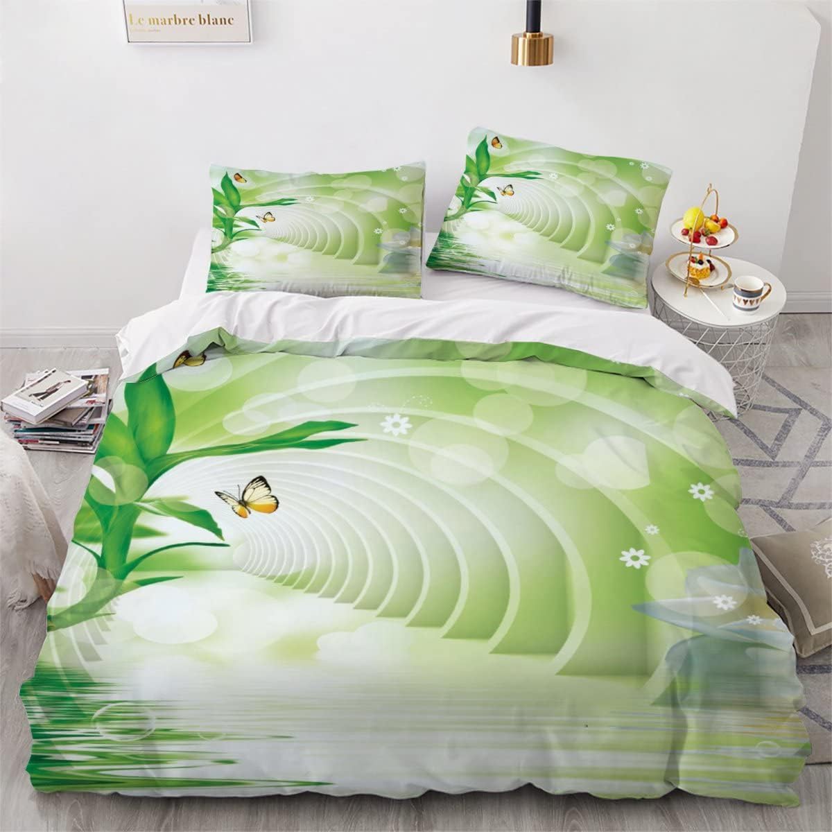 Bed Linen 135 x 200 cm Children's Bamboo Flower Butterfly Bedding Set
