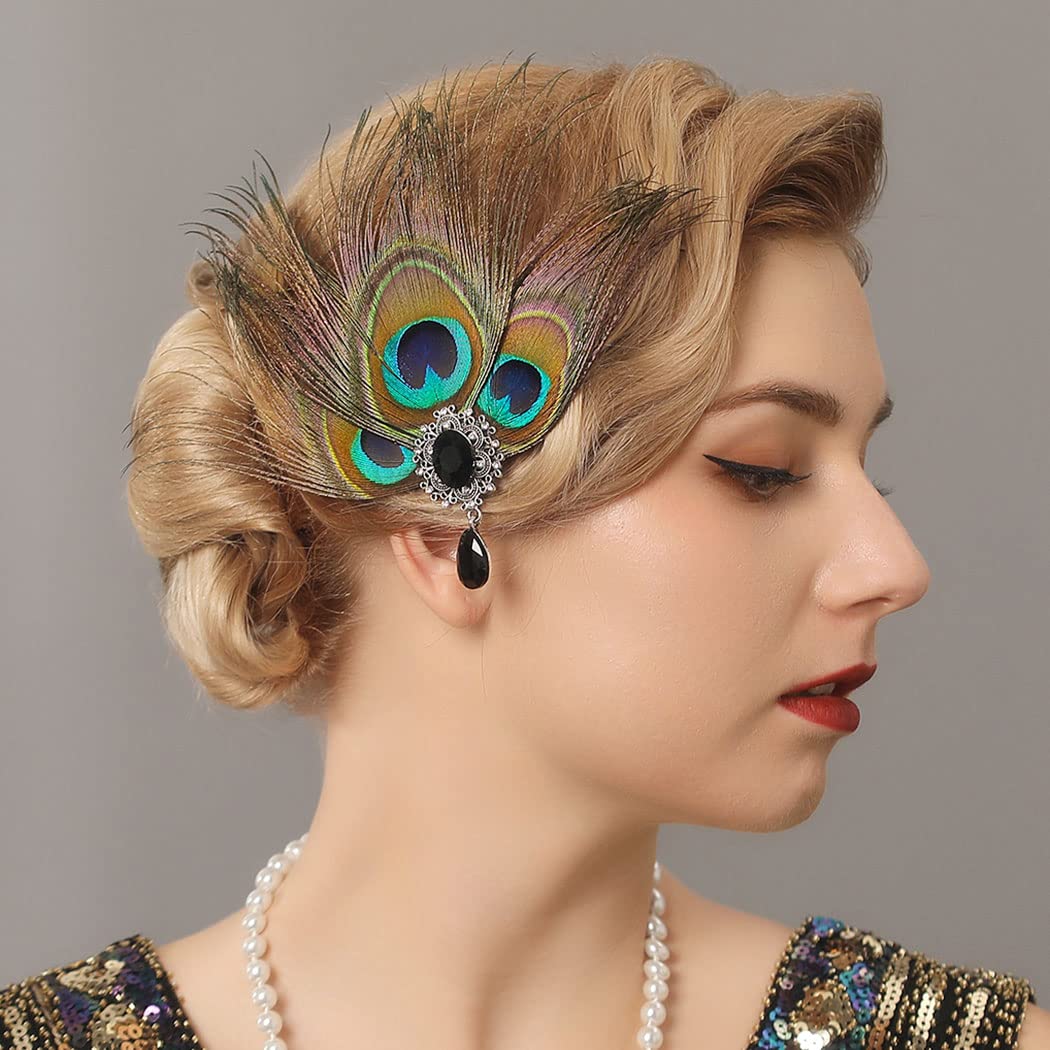 Gortin 1920s Flapper Hair Clip Great Gatsby Peacock Feather Headpiece Crystal Feather Wedding Hair Pin Rhiestone Head Band Roaring 20s Prom Party Hair Accessories for Women Gortin 1920s Flapper Hair Clip Great Gatsby Peacock Feather Headpiece Crystal Feather Wedding Hair Pin Rhiestone Head Band Roaring 20s Prom Party Hair Accessories for Women
