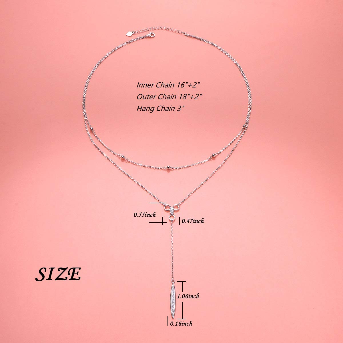 Flyow Collana da donna multistrato in argento Sterling S925, con perle, con zirconi marchese, Y Lariat, collana a catena lunga, regalo per donne e ragazze