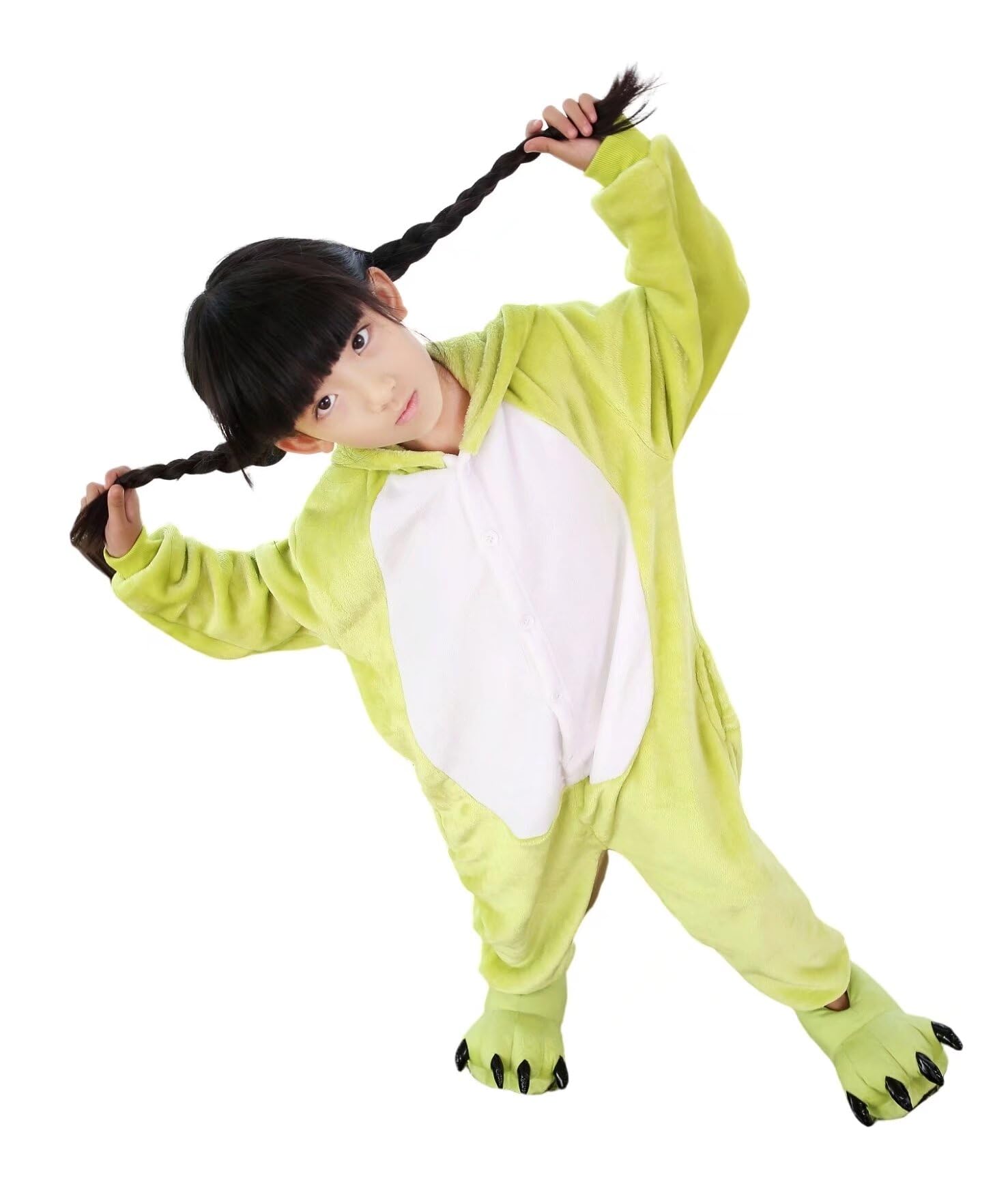 FunnyCos Unisex Kids Hooded Animal Onesie Supersoft Flannel Costume Pajamas Fancy Dress Playsuit Jumpsuit Frog 120