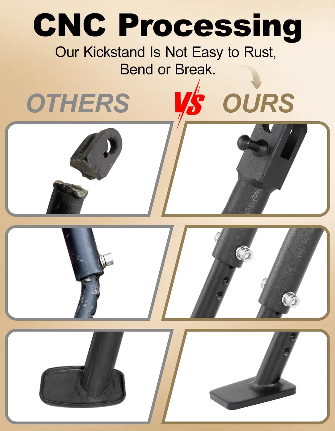 Adjustable Side Stand Compatible with KLR650 2022-2025 2008-2018, KLR 650 Traveler 2022-2023, KLR650 Adventure 2022-2024, KLR 650 Kick Stand Motorcycle Steel Adjustable Kickstand