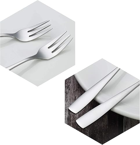 Miniatura 3 de Asking 12 tenedores de acero inoxidable de 3 dientes, tenedores de degustación