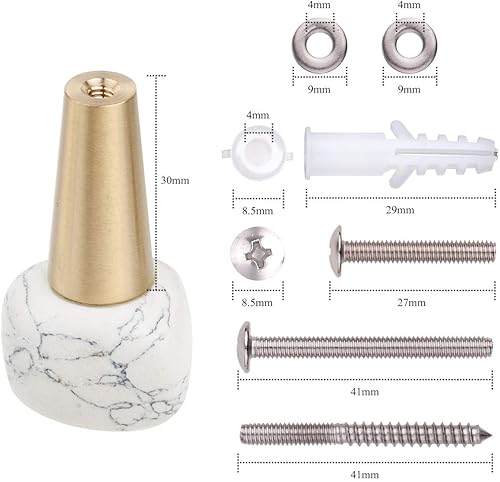 Miniatura 5 de Rockcloud Perillas de gabinete de piedra turquesa de howlita blanca, manijas de puerta para armario, armario, ganchos de cristal hechos a mano para