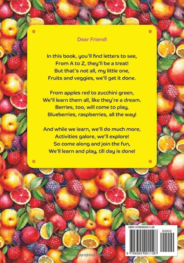 Miniatura 2 de Yummy Alphabet - ABC Book with Poems & Activities Book for Toddlers Ages 2-3 With big illustrations