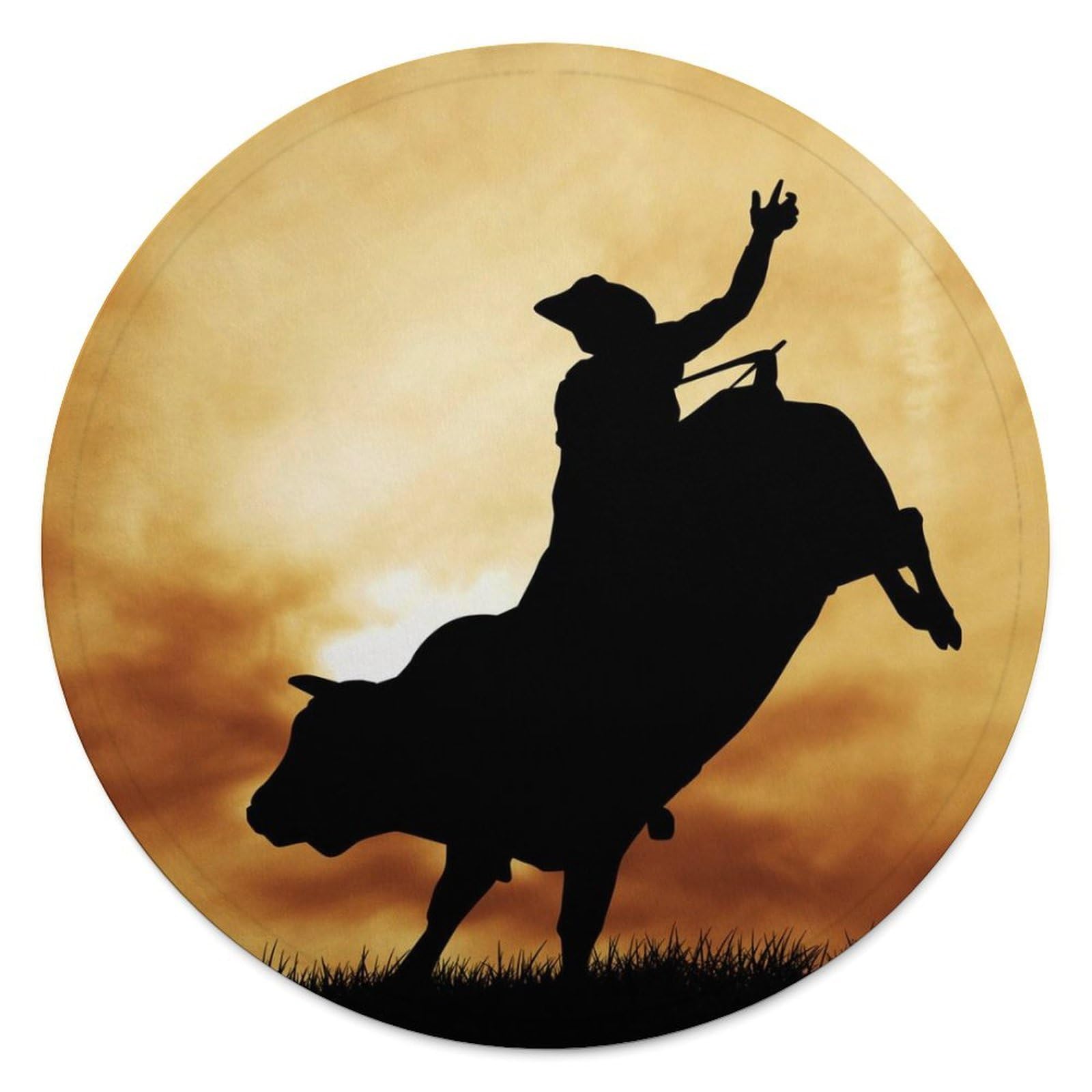 Couverture ronde flanelle Bull Riding 140 cm imprimée plaid polaire
