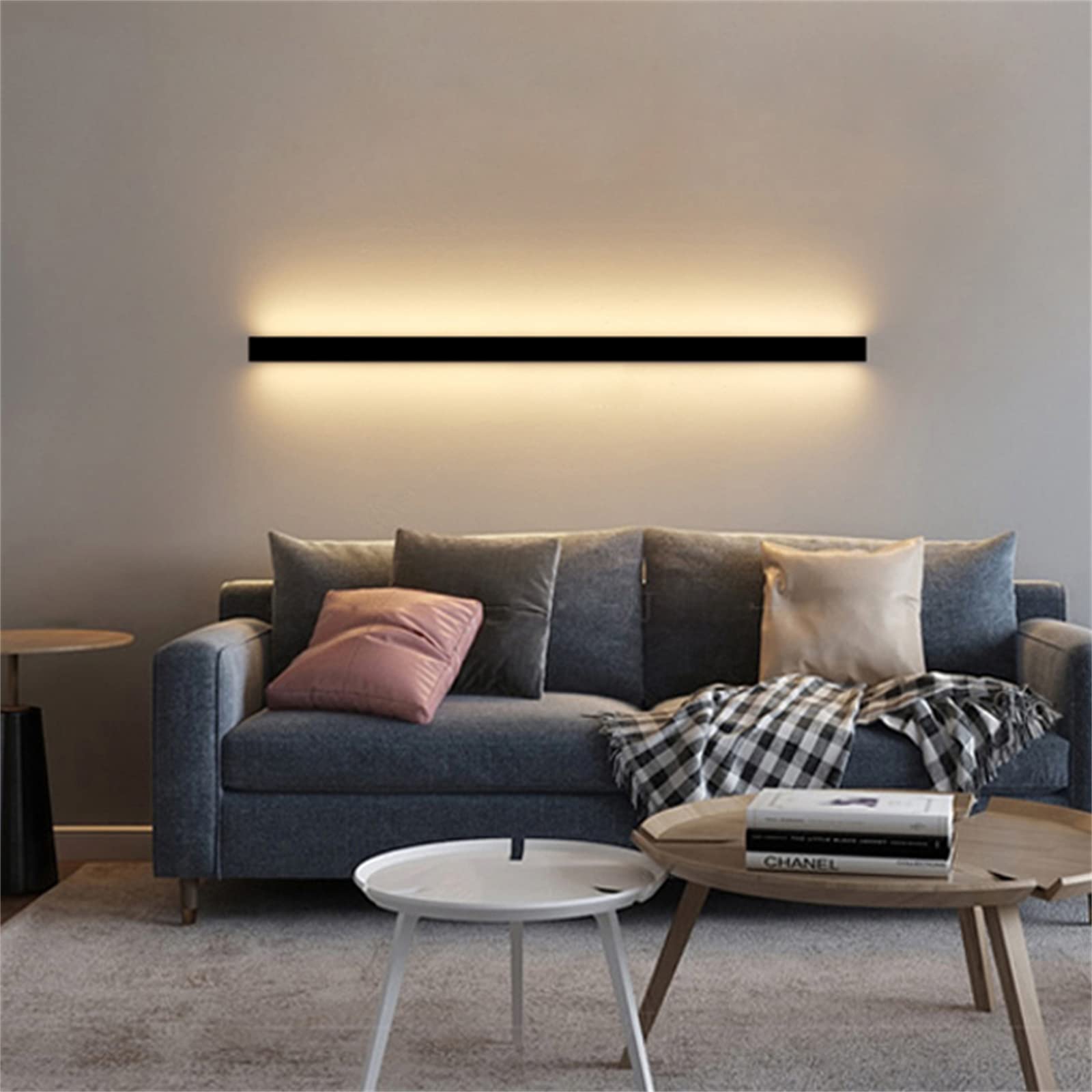 KKXXYQFC kinkiety, modny kinkiet LED z prostokątnym wnętrzem, czarny kinkiet ścienny (WLight, 80CM)