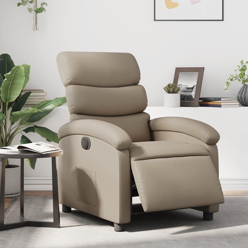 vidaXL Fauteuil Inclinable Électrique, Chaise de Relaxation avec Dossier et Repose-Pied Réglables, Siège de Salon, Moderne, Cappuccino Similicuir