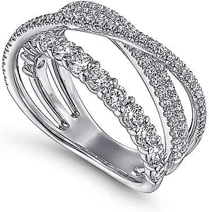 Gixaxak Moissanite Wedding Band, Criss Cross Ring Wedding Bands for Women Sterling Silver Eternity Band Rings for Women Stackable Full Moissanite Eternity Band Rings for Women 8 - Image 3