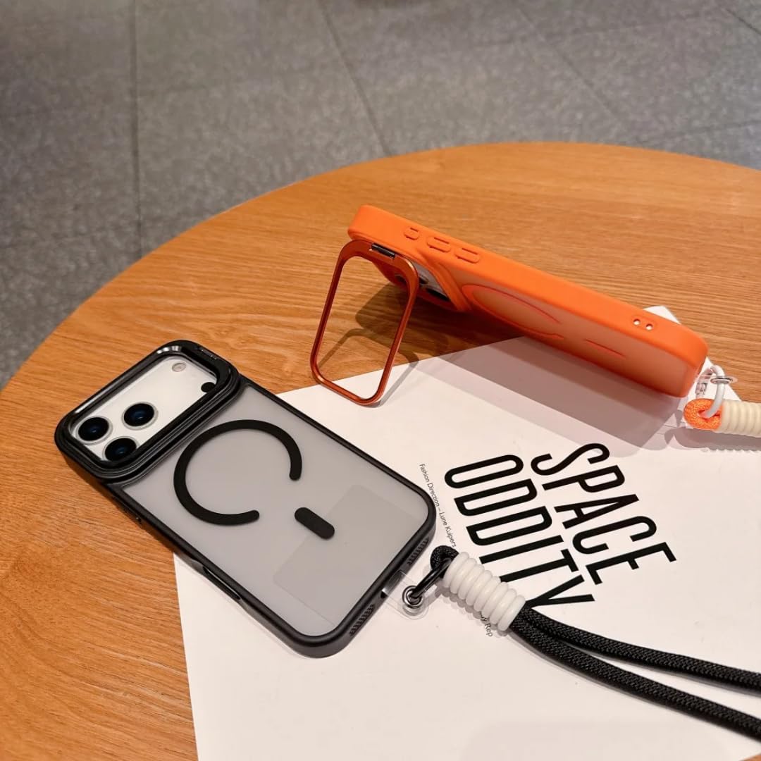 Étui de téléphone magnétique givré de Luxe pour iPhone 14 Plus avec Support en métal et dragonne (pour iPhone 14 Plus/Violet)