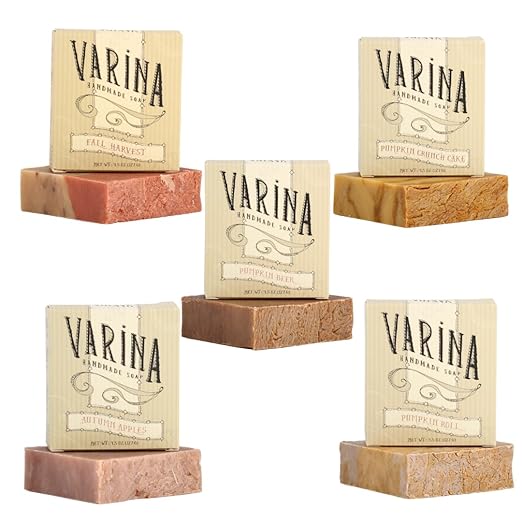Varina Natural Pumpkin Spice Variety Bar Soap - Spicy - 5 Pack 4.5 oz Bars - Experience Healthy and Glowing Skin