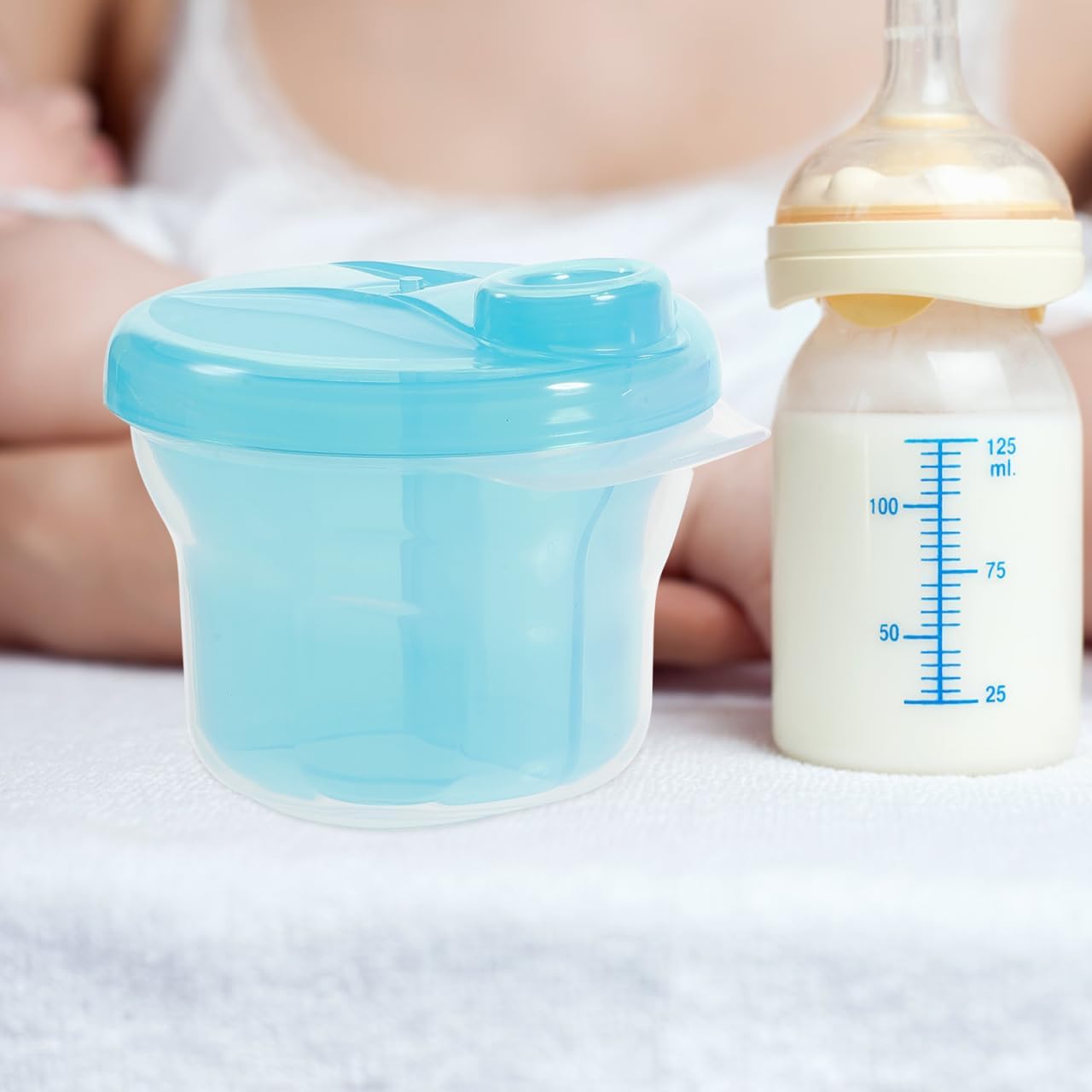 Healifty Rotating Milk Powder Box Baby Formula Dispenser Portable Storage Container Food Divider for Travel and Outdoor Use 3.74X3.34X3.34 Inch