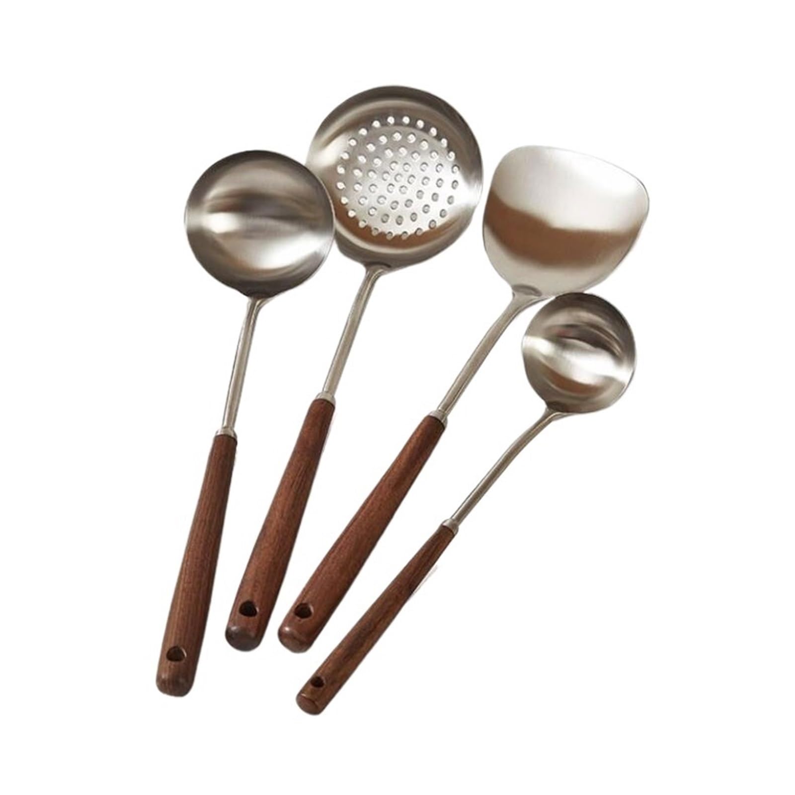 MYUYEE Cooking Utensils 4 Pieces Sets Cooking Spatulas Spoons 304 Stainless Steel Gadgets Draining Spoons