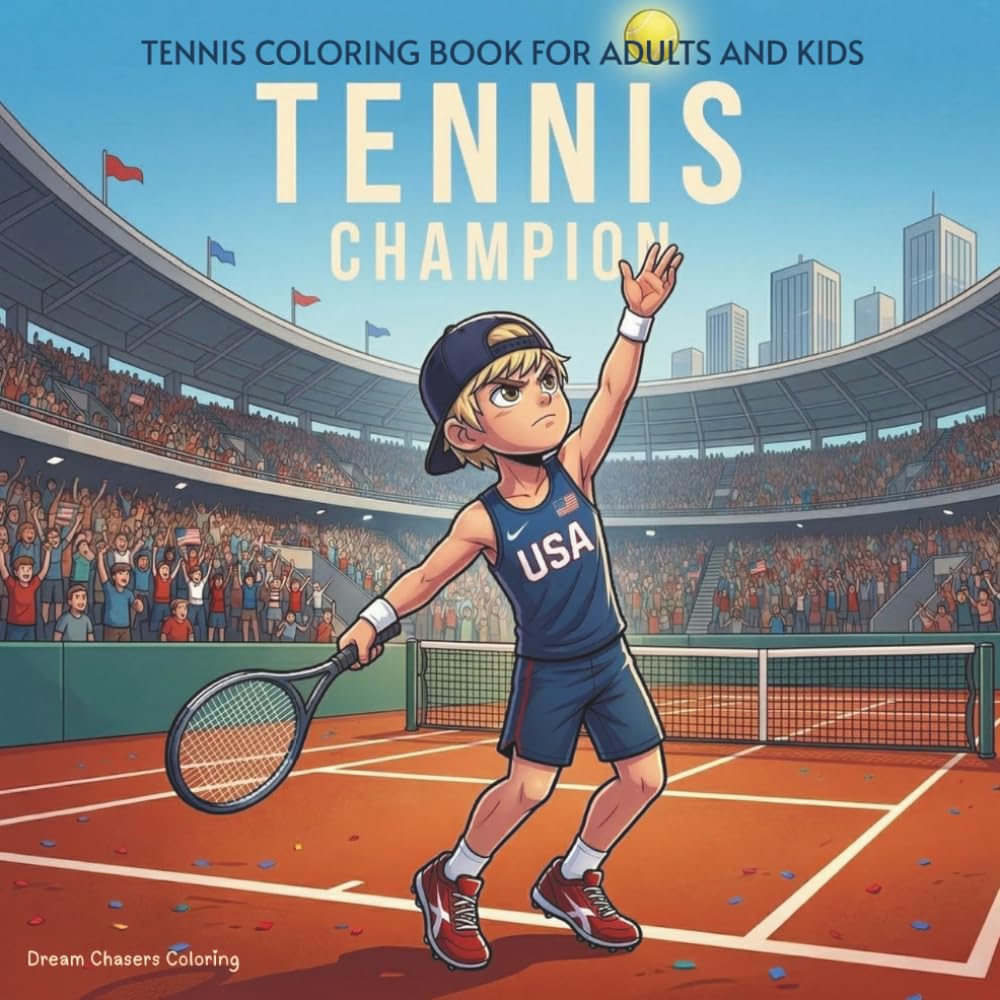 American Tennis Champion: Tennis Coloring Book for Adults and Kids