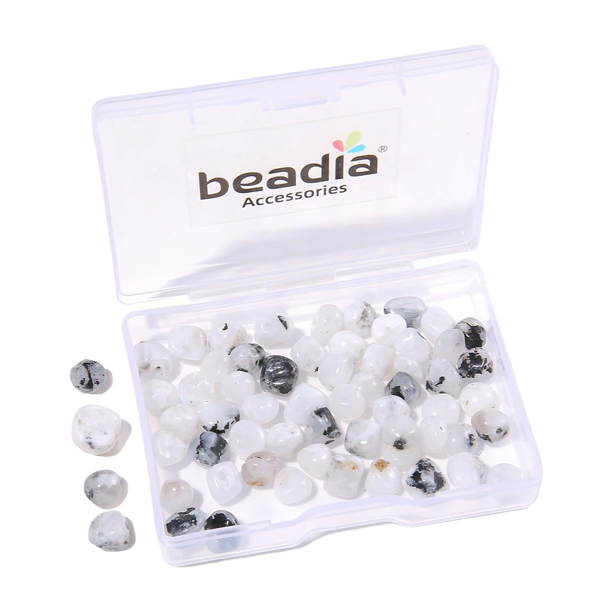 BeadiaNatural Irregular Freeform White Spectrolite Stone Beads for DIY Jewelry Making 5-8mm 38cm