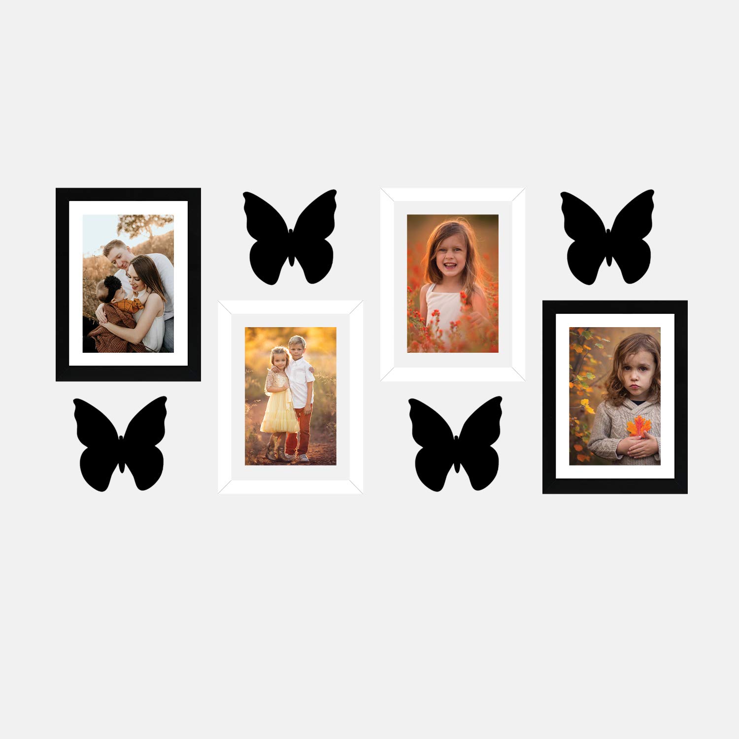 Amazon Brand Solimo Set of 4 Black & White Photo Frames with Mount Paper