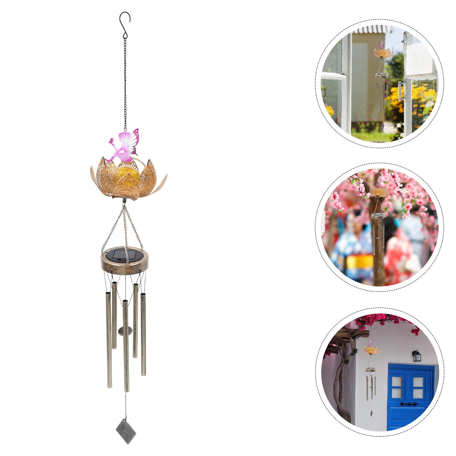 USHOBE Campanellini Sonagli Grandi in Ferro Decorativi per Esterno e Giardino, Campanelli Vento Ip65 per Atmosfera Unica in Cortile e Patio
