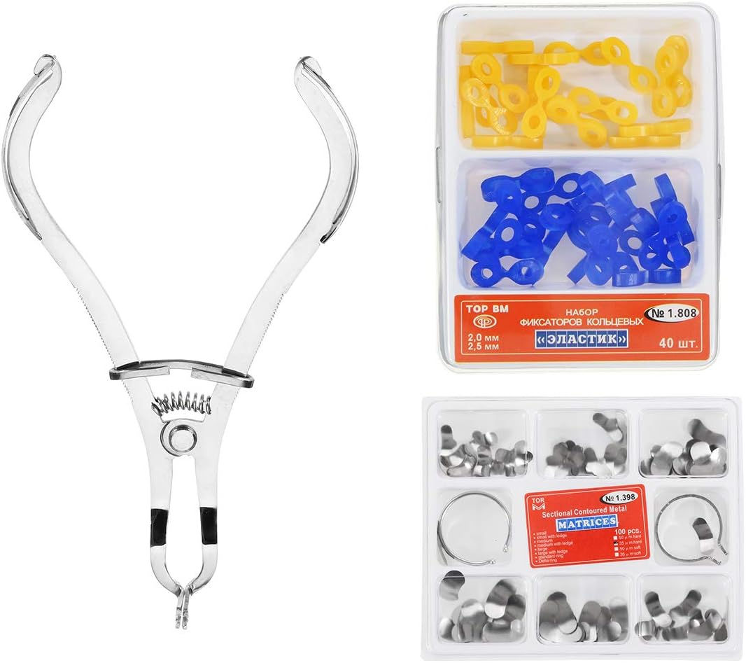 100Pcs Dental Sectional Contoured Matrice Matrix Ring with 40 Add-On Wedge