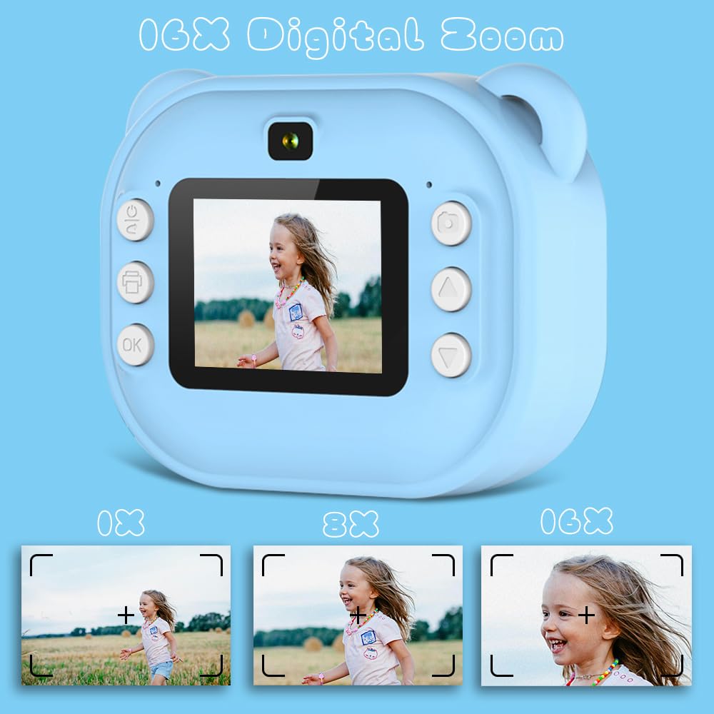 Appareil Photo Instantané Enfant 1080P – Caméra Numérique Avec Impression Sans Encre, Carte 32 Go, Jeux Et Selfies, Dès 3 Ans