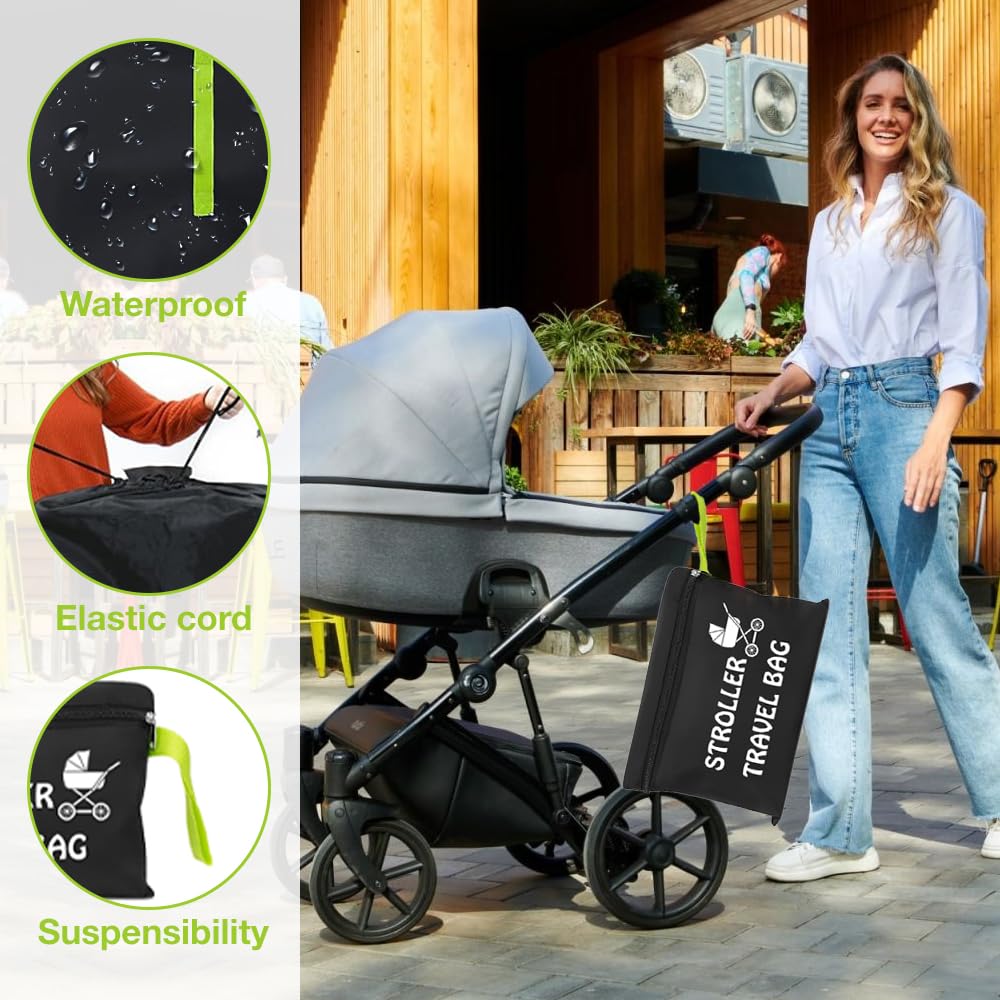 Sac de voyage pour landau poussette, grand sac portable pour avion, 120 x 63 x 43 cm, sangle réglable, housse de poussette, chèque pour rangement