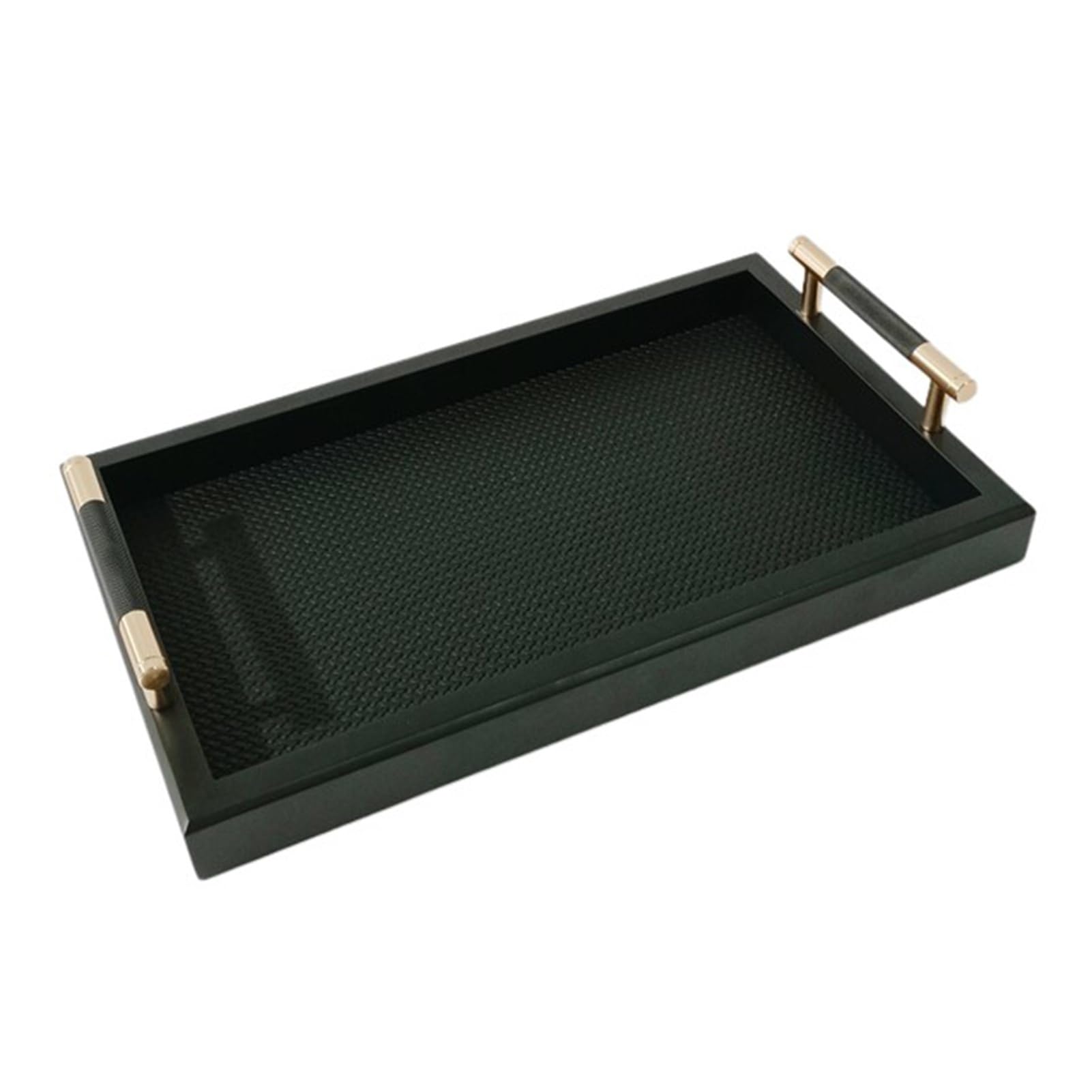 Xcsdew Color1 Bamboo And Wood Tray,Rectangular Decorative,Leather Finish,Metal Handles,Suitable For Tea Room Use(Color1)