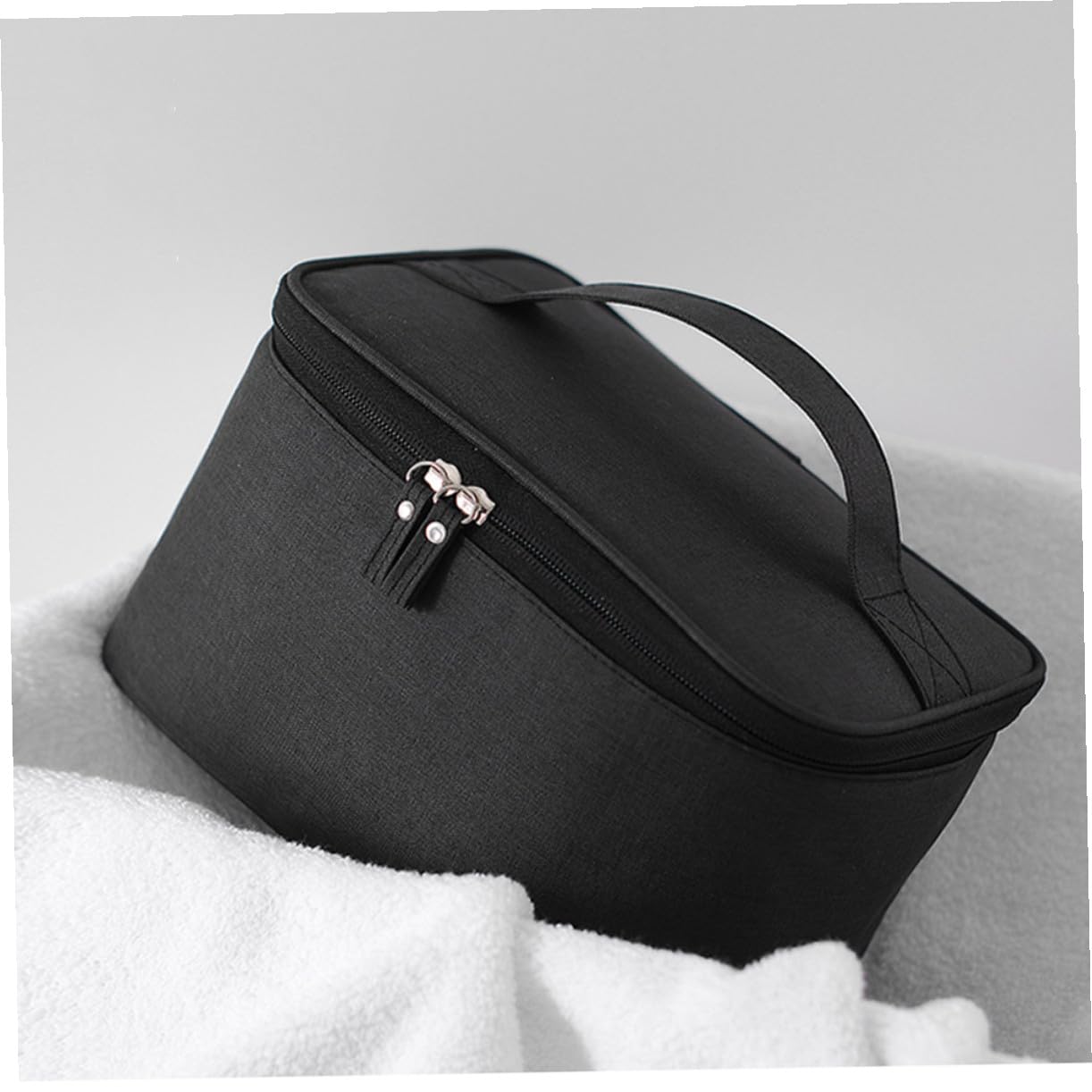 Mikinona Bolsa De Cosméticos para Viaje, Organizador Portátil Negro, Tamaño Pequeño, Ligera y Compacta, Adecuado para Mujer, Uso Exteriores y Baño