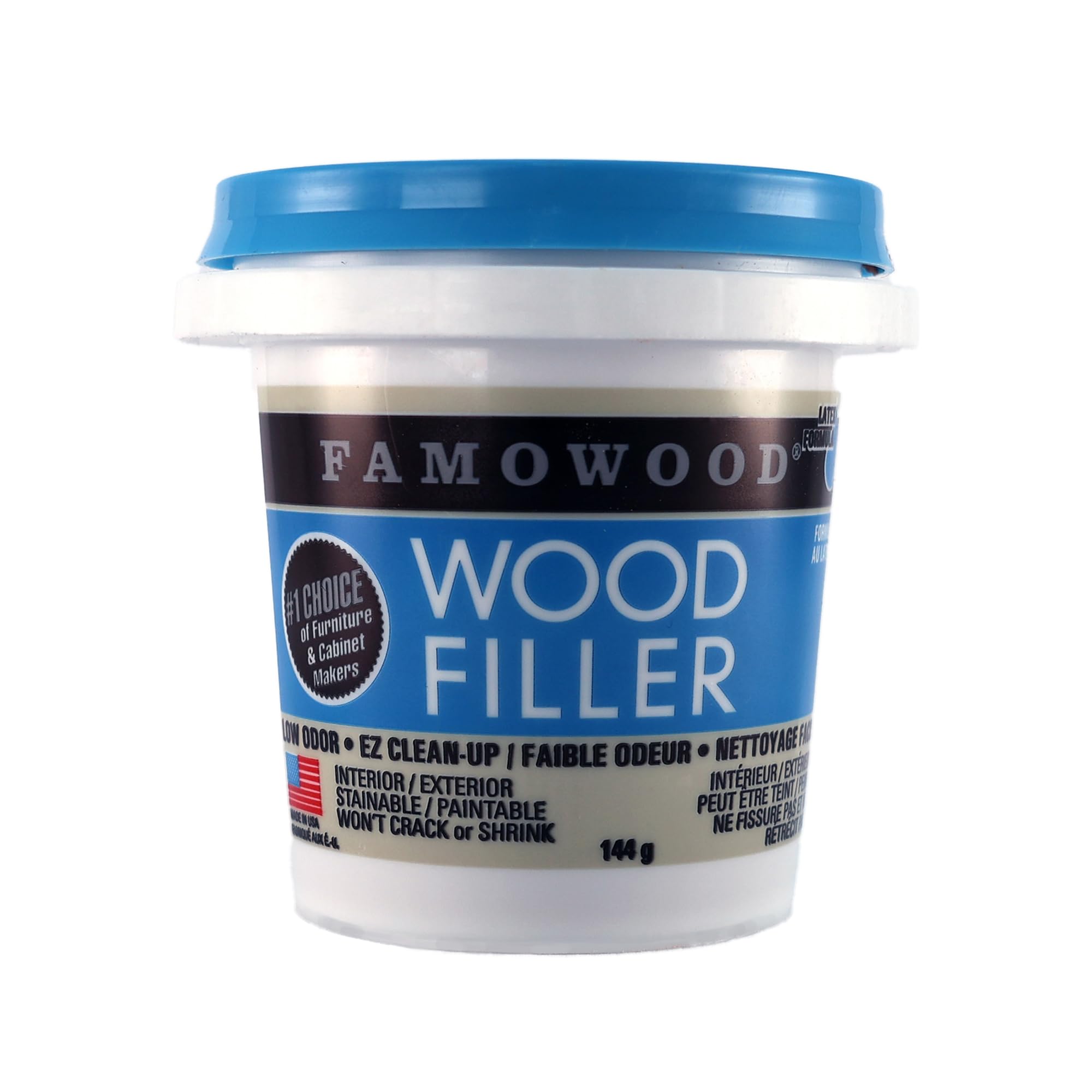Famowood Red Oak Wood Filler For Interior And Exterior Use, Stainable Sandable Putty Repairs Furniture, Cabinet And Floor Cracks, 1/4 Pint