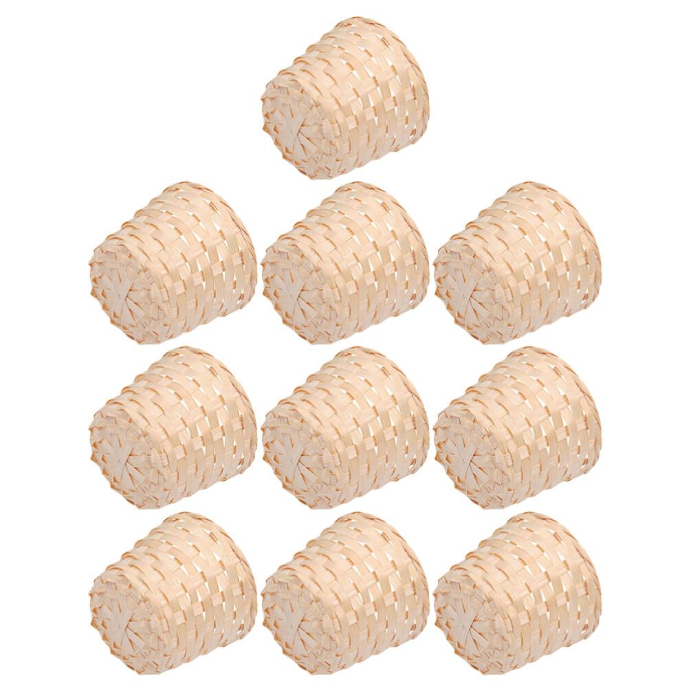 HOLIDYOYO 10pcs Rattan Woven Tea Light Candle Holders Decorative Rustic Vintage Seagrass Votive Candle Holders Hurricane for Dining Table Kitchen Setting