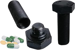 2PCS Unique Pill Box, Disguised Small Pillboxes Metal Pill Boxes Screw Capsule Organizer Twist Top Cartridge Cute Pill Organizer Home Use Outdoor Travel Work Use Supplement Organizer (Black)