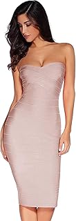 Women's Midi Cocktail Dresses Strapless Bandage Bodycon Dress Wedding Party Dress - Buy now