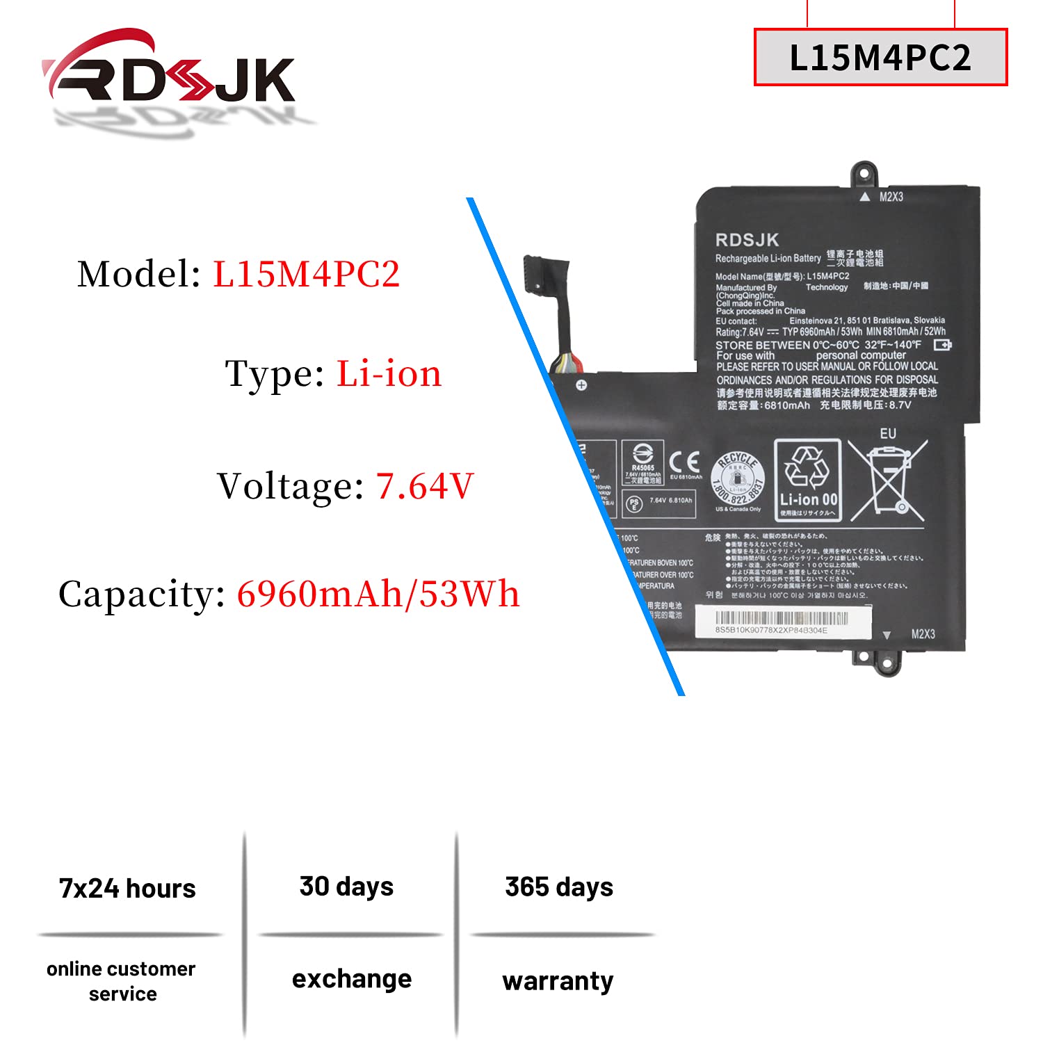 Amazon.com: L15M4PC2 L15L4PC2 Laptop Battery for Lenovo Ideapad